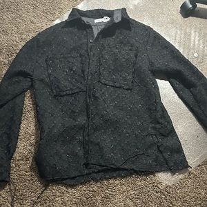 BLACK MNML DISTRESSED FLANNEL